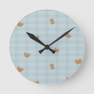 Sweet Teddy Bears Seamless Pattern – Cute Baby Runde Wanduhr