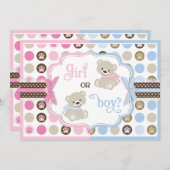 Sweet Teddy Bears und Paw Dot Print Gender-Bericht Einladung (Vorne/Hinten)