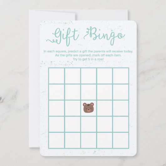 Sweet Teddy Blue Boy Baby Dusche Bingo Spiel Einladung (Vorderseite)