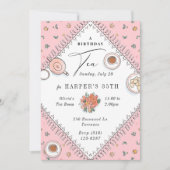 Sweet Tee Party Rosa Geburtstag Einladung (Vorderseite)