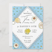 Sweet Tee Party Sky Blue Geburtstag Einladung (Vorderseite)