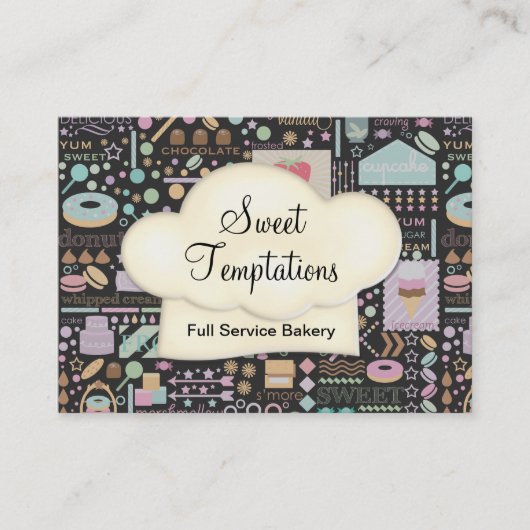 Sweet Temptations Bakery Boutique Black Visitenkarte (Vorderseite)