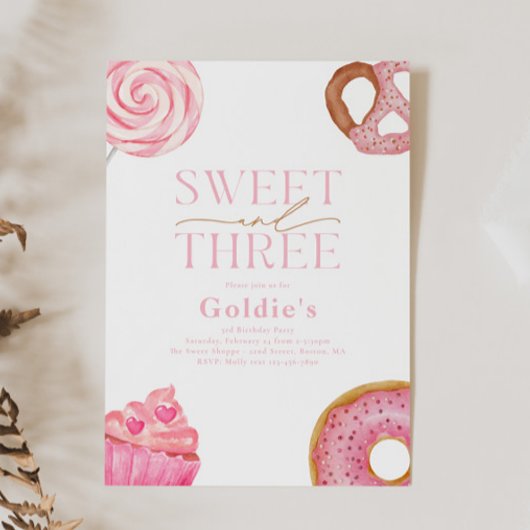 Sweet Three Birthday Party Einladungen