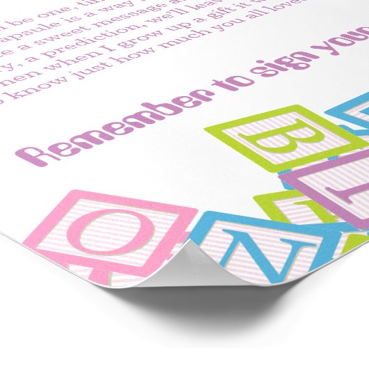 Sweet Time Capsule Blocks First Birthday Keepsake  Poster (Ecke)