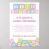Sweet Time Capsule Blocks First Birthday Keepsake  Poster (Vorne)