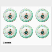 Sweet Time Pastel Green Donut Geburtstag Runder Aufkleber (Blatt)