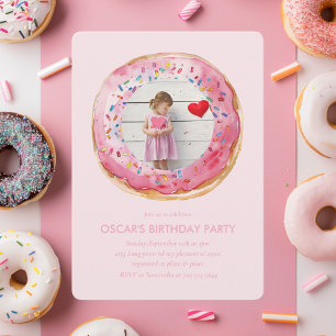 Sweet Time Pastel Pink Donut Geburtstag Einladung