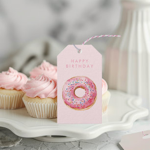 Sweet Time Pastel Pink Donut Geburtstag Geschenkanhänger