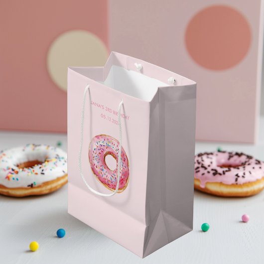 Sweet Time Pastel Pink Donut Geburtstag Mittlere Geschenktüte