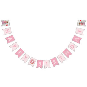 Sweet Time Pastel Pink Donut Geburtstag Wimpelkette