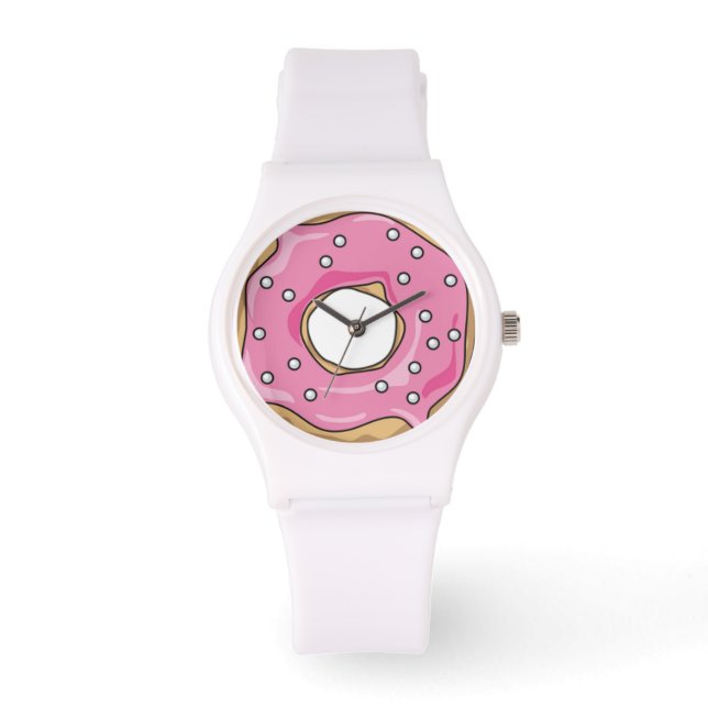 Sweet Time Pink Donut Armbanduhr (Vorderseite)