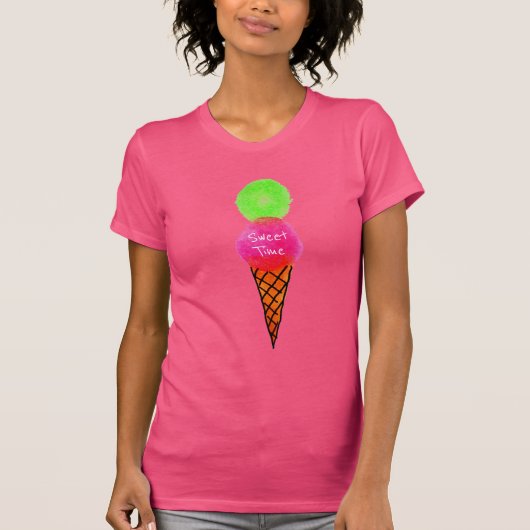 Sweet time Slogan Ice Creme Pop Art T-Shirt (Vorderseite)