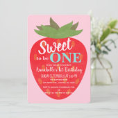 Sweet to be One Strawberry Kids First Birthday Einladung (Stehend Vorderseite)