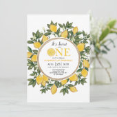 Sweet to Be One Summer Lemon Citrus 1. Geburtstag Einladung (Stehend Vorderseite)