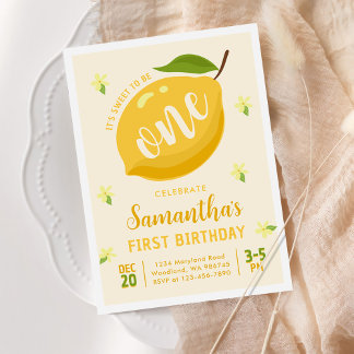 Sweet to be one Summer Lemon Citrus 1. Geburtstag Einladung