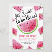 Sweet to be Three Melon Birthday Party Einladung (Vorderseite)