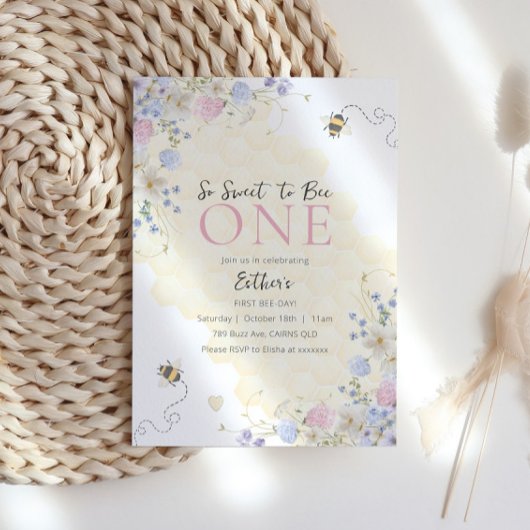 Sweet to bebe one Honey Girls zum ersten Geburtsta Einladung