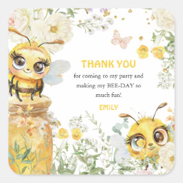 Sweet to Bee' Birthday Danke Quadratischer Aufkleber