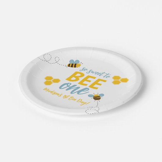Sweet to Bee One 1st Bee Day Birthday Party Pappteller (Schrägansicht)