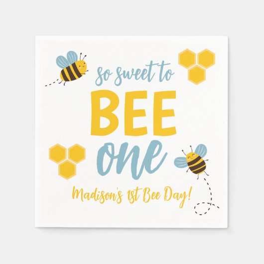 Sweet to Bee One 1st Bee Day Birthday Party Serviette (Vorderseite)