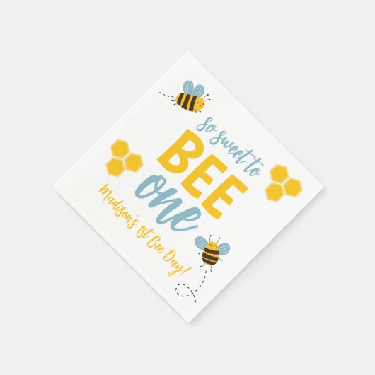 Sweet to Bee One 1st Bee Day Birthday Party Serviette (Ecke)