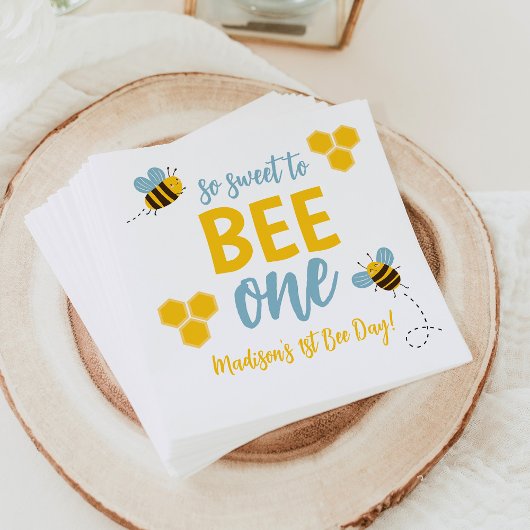 Sweet to Bee One 1st Bee Day Birthday Party Serviette