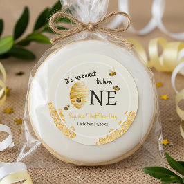 Sweet To Bee One First Birthday Bees Honeycomb Runder Aufkleber