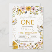 Sweet to Bee One First Birthday Invite Einladung (Vorderseite)