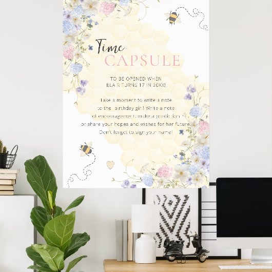 Sweet to bee one first Birthday Time Kapsel Poster (Heimbüro)