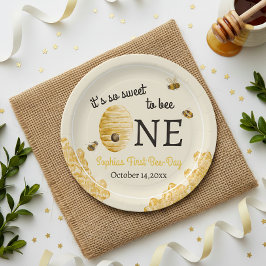 Sweet To Bee One First Birthday Watercolor Bees  Pappteller