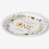 Sweet to Bee One Niedlich Honey Girl Erster Geburt Pappteller (Schrägansicht)