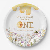 Sweet to Bee One Niedlich Honey Girl Erster Geburt Pappteller (Vorderseite)