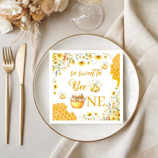 Sweet to Bee One Yellow Floral Napkins Serviette