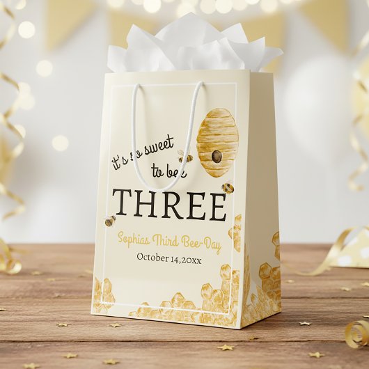 Sweet To Bee Three Third Birthday Bees Honeycomb Mittlere Geschenktüte