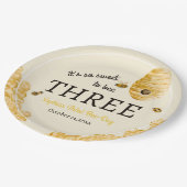 Sweet To Bee Three Third Birthday Bees Honeycomb Pappteller (Schrägansicht)