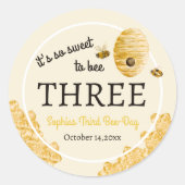 Sweet To Bee Three Third Birthday Bees Honeycomb Runder Aufkleber (Vorderseite)