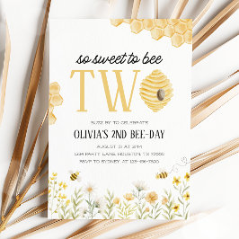 Sweet to Bee Two Bee 2nd Birthday Invitation Einladung