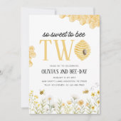 Sweet to Bee Two Bee 2nd Birthday Invitation Einladung (Vorderseite)
