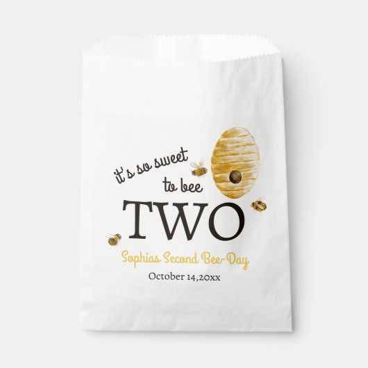 Sweet To Bee Two Second Birthday Bees Honeycomb Geschenktütchen (Vorderseite)