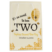 Sweet To Bee Two Second Birthday Bees Honeycomb Mittlere Geschenktüte (Vorderseite)