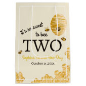 Sweet To Bee Two Second Birthday Bees Honeycomb Mittlere Geschenktüte (Rückseite)