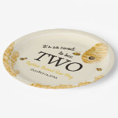 Sweet To Bee Two Second Birthday Bees Honeycomb Pappteller (Schrägansicht)