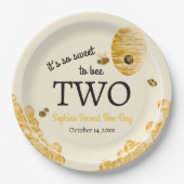 Sweet To Bee Two Second Birthday Bees Honeycomb Pappteller (Vorderseite)