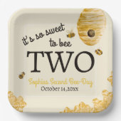 Sweet To Bee Two Second Birthday Bees Honeycomb Pappteller (Vorderseite)