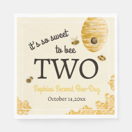 Sweet To Bee Two Second Birthday Bees Honeycomb Serviette
