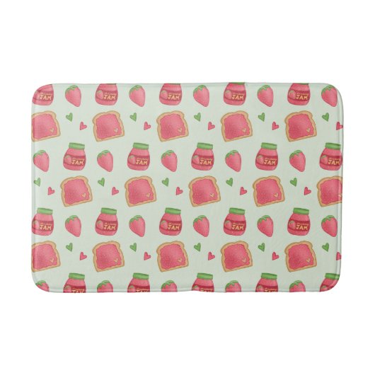 Sweet Toast and Strawberry Jam Pattern Badematte (Vorderseite)