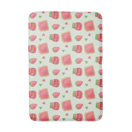 Sweet Toast and Strawberry Jam Pattern Badematte (Vorderseite Vertikal)