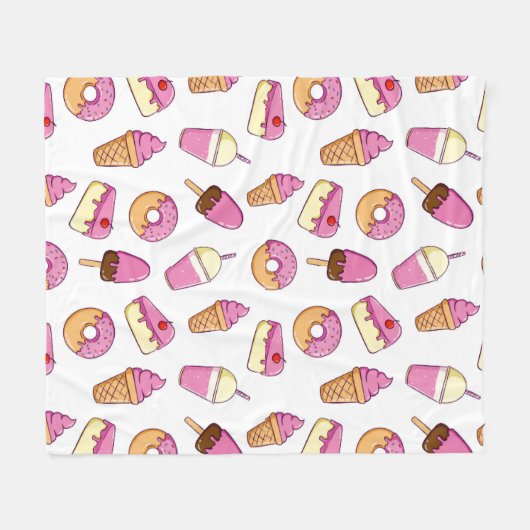 Sweet Tooth Dessert Muster Fleecedecke (Vorderseite (Horizontal))