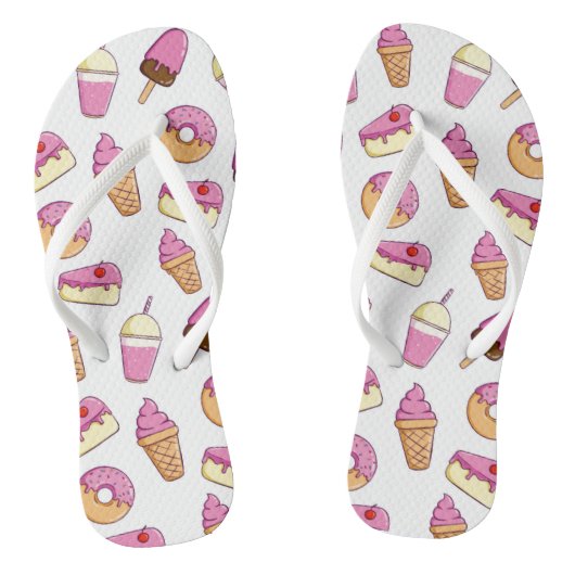 Sweet Tooth Dessert Muster Flip Flops Badesandalen (Fußbett)