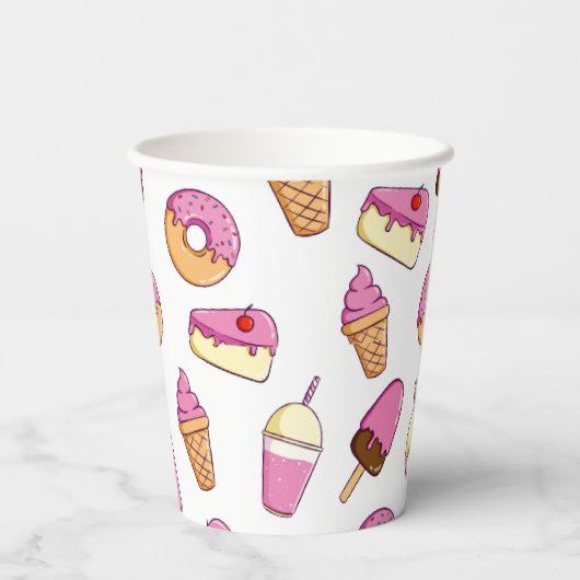 Sweet Tooth Dessert Muster Pappbecher (Rückseite)